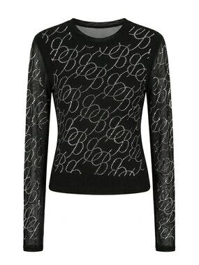 NWOT Rhinestone Mesh Top